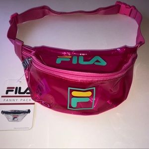 (NWOT) neon pink clear fila fanny pack